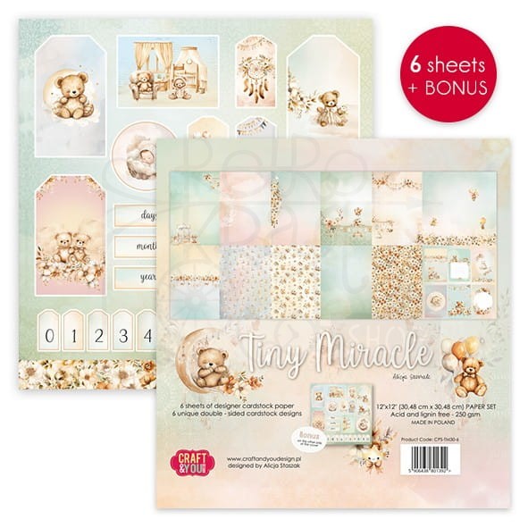 Zestaw papierów do scrapbookingu 30x30 Tiny Miracle CPS-TM30-6 Craft&amp;You Design