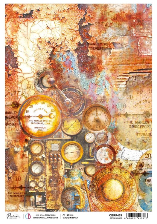 Papier ryżowy do decoupage A4 Steam Knobs CBRP463 Ciao Bella