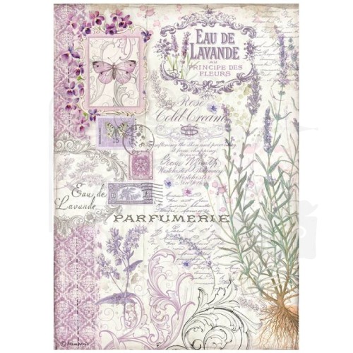 Papier ryżowy do decoupage A4 Provence Eau de Lavande DFSA4674 Stamperia