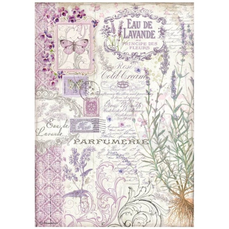 Papier ryżowy do decoupage A4 Provence Eau de Lavande DFSA4674 Stamperia