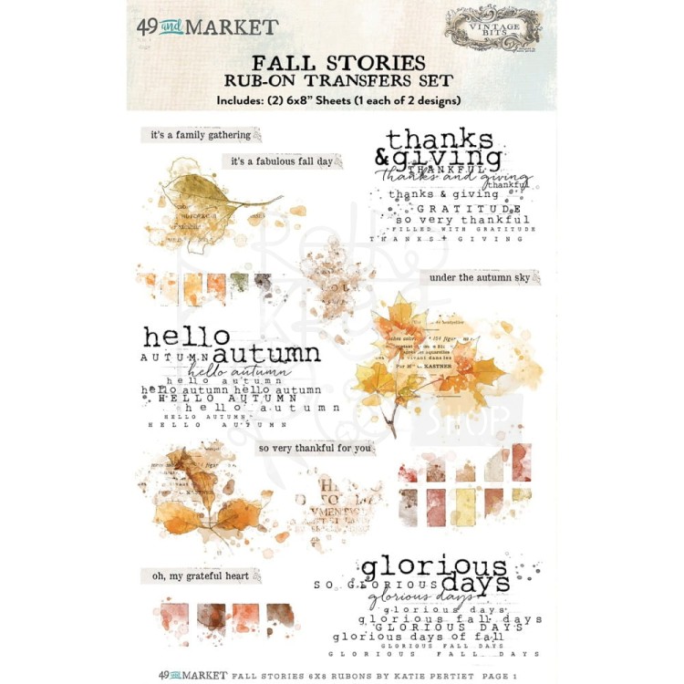 Rub-on transfer 15x20 Fall Stories SS-29932 49 and Market