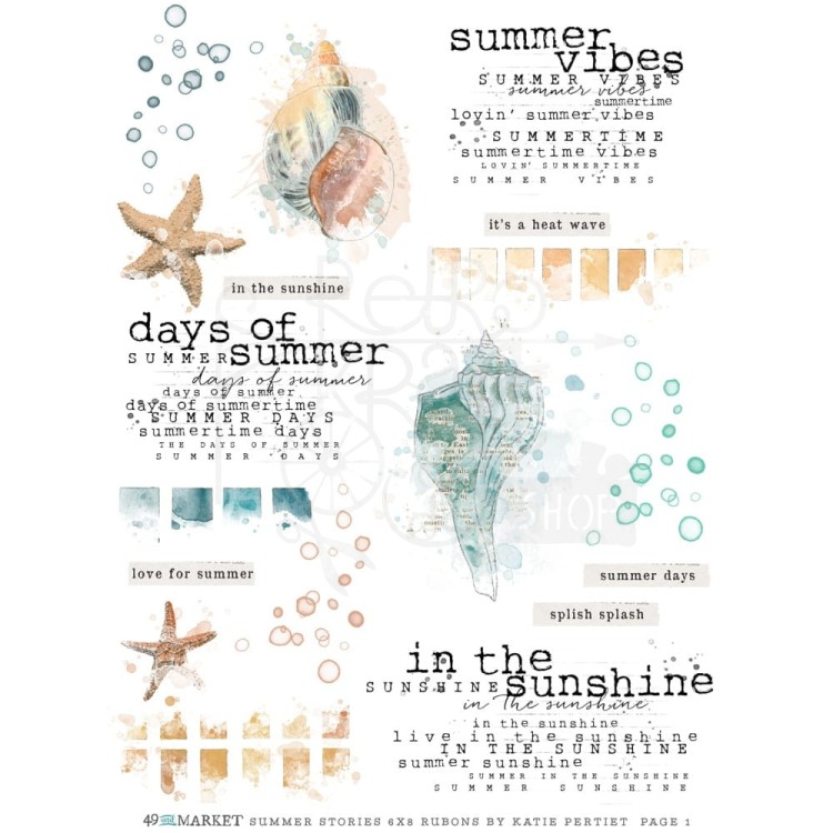 Rub-on transfer 15x20 Summer Stories SS-29925 49 and Market