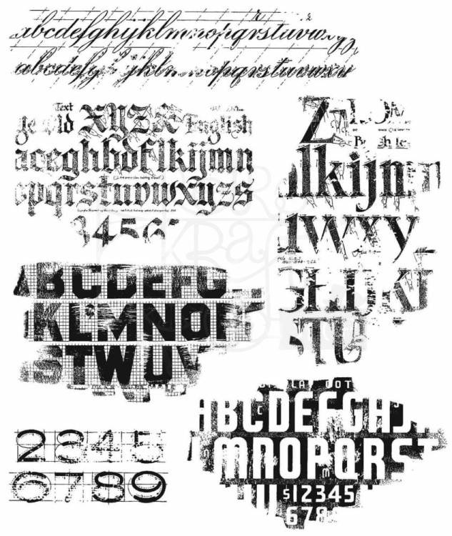 Stempel gumowy kauczukowy Faded Type CMS397 Tim Holtz Stampers Anonymous