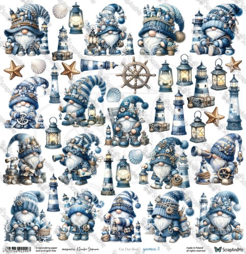 Papier 30x30 elementy do wycięcia Gnomes 3 ScrapAndMe