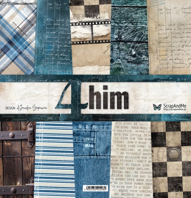 Zestaw papierów do scrapbookingu 30x30 4 him ScrapAndMe