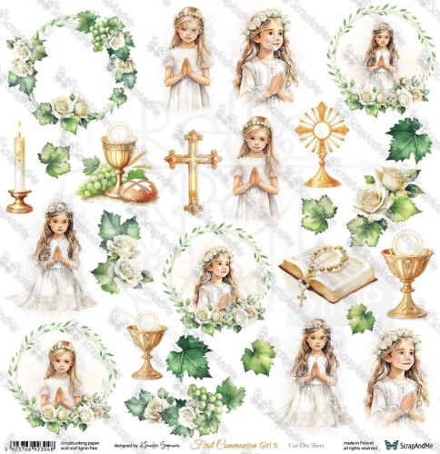 Papier 30x30 elementy do wycięcia First Communion Girl 5 ScrapAndMe