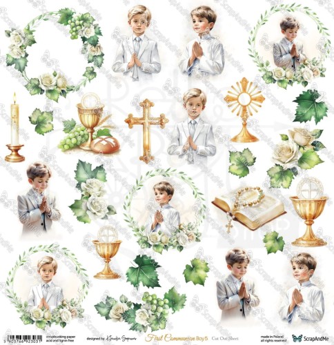 Papier 30x30 elementy do wycięcia First Communion Boy 5 ScrapAndMe