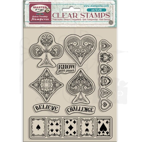 Stempel akrylowy 14x18cm Master of Magic Karty WTK213 Stamperia