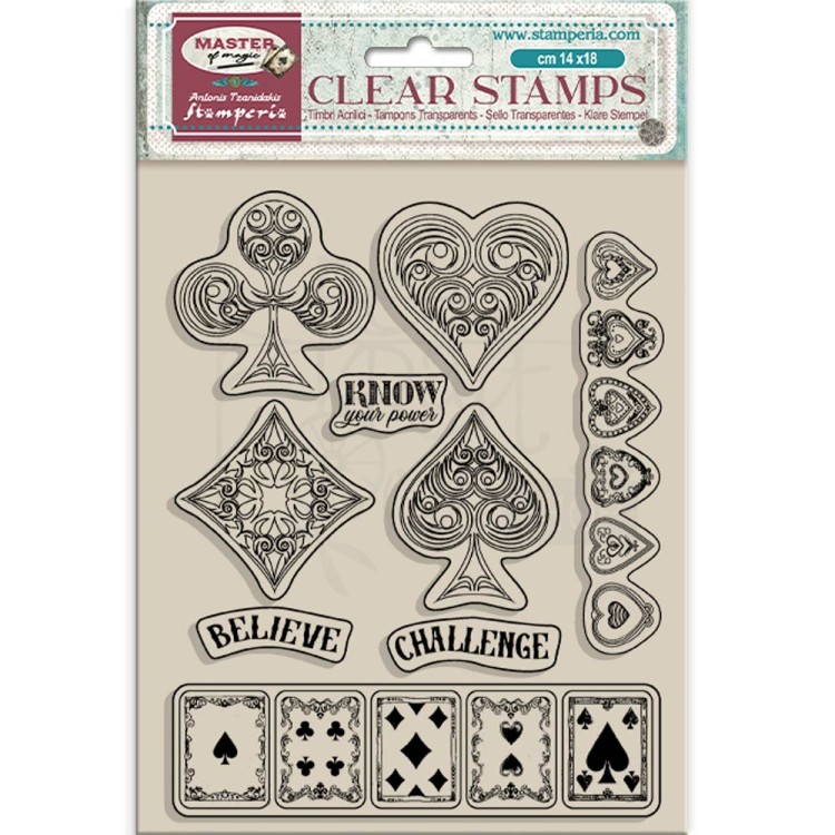 Stempel akrylowy 14x18cm Master of Magic Karty WTK213 Stamperia