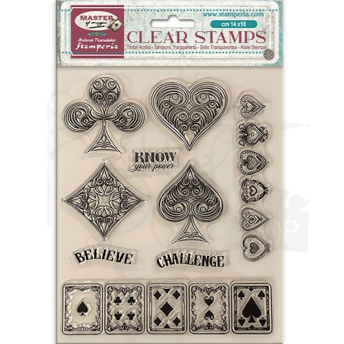 Stempel akrylowy 14x18cm Master of Magic Karty WTK213 Stamperia