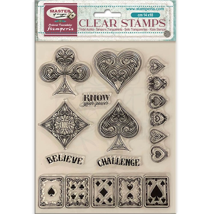 Stempel akrylowy 14x18cm Master of Magic Karty WTK213 Stamperia