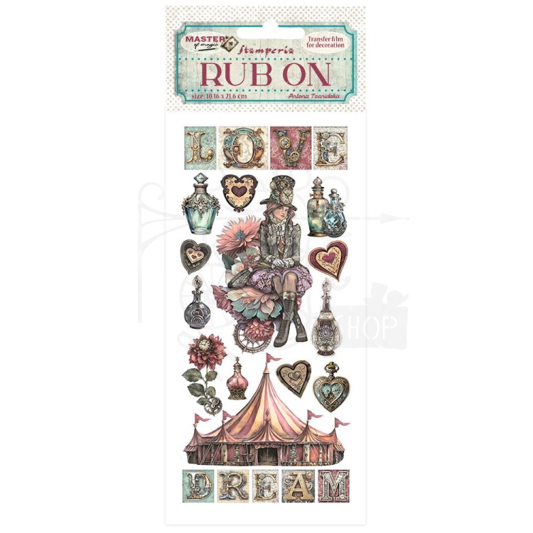 Rub-on transfer 10x21.6cm Master of Magic Cyrk DFLRB145 Stamperia