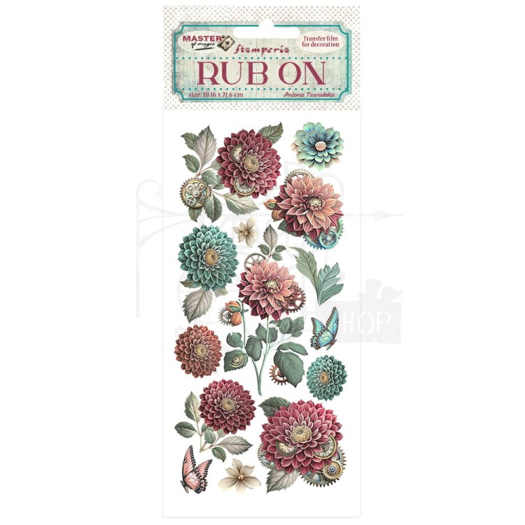 Rub-on transfer 10x21.6cm Master of Magic Peonia DFLRB142 Stamperia