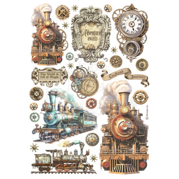 Papier ryżowy do decoupage A4 Best Sellers Pociąg DFSA4988 Stamperia