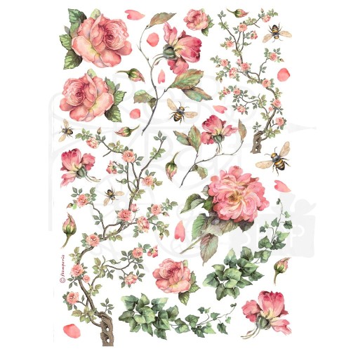Papier ryżowy do decoupage A4 Best Sellers Róże i bluszcz DFSA4990 Stamperia