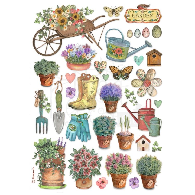 Papier ryżowy do decoupage A4 Best Sellers Narzędzia ogrodowe DFSA4991 Stamperia