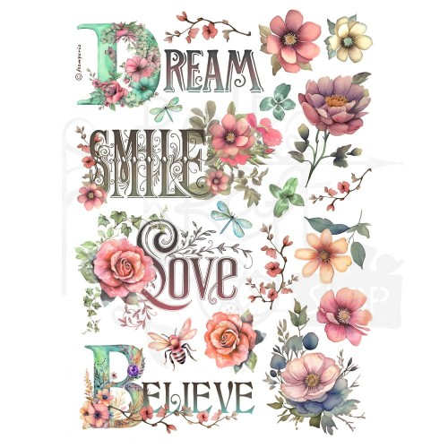 Papier ryżowy do decoupage A4 Best Sellers Dream smile love DFSA4992 Stamperia