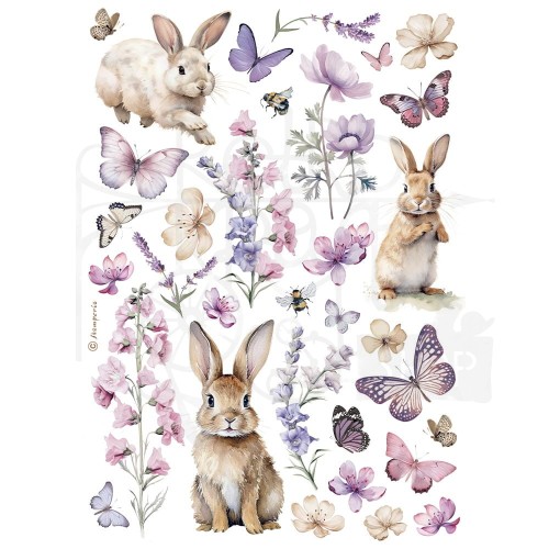 Papier ryżowy do decoupage A4 Best Sellers Króliczek motylek DFSA4994 Stamperia