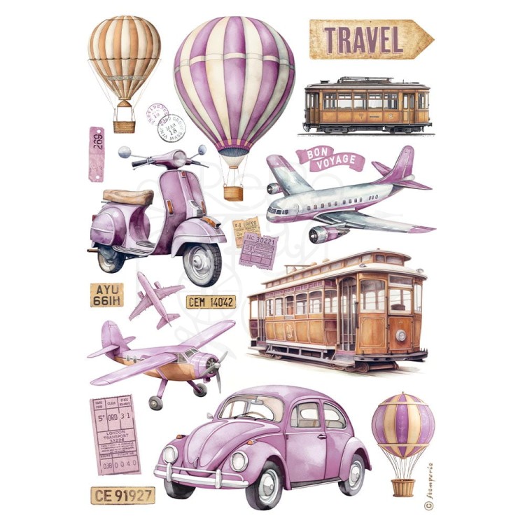 Papier ryżowy do decoupage A4 Best Sellers Transport DFSA4995 Stamperia
