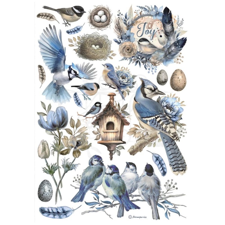 Papier ryżowy do decoupage A4 Best Sellers Ptaszki DFSA41003 Stamperia