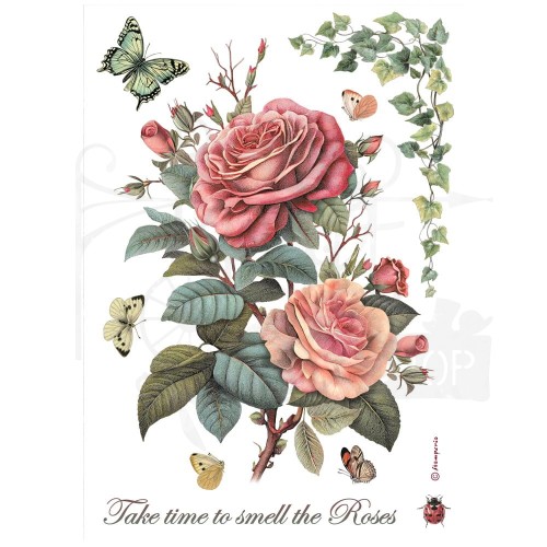 Papier ryżowy do decoupage A4 Best Sellers Duża róża DFSA41002 Stamperia
