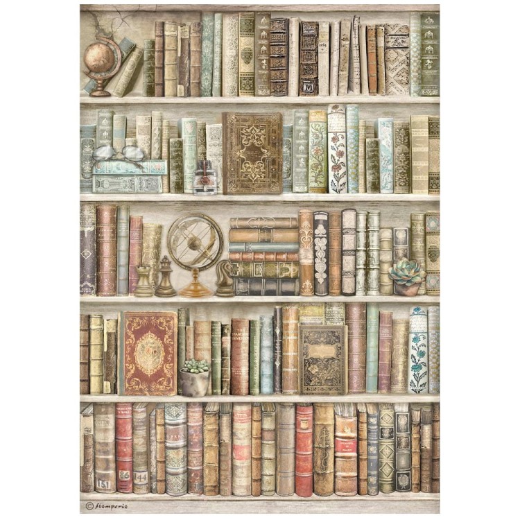 Papier ryżowy do decoupage A4 Best Sellers Książki na półce DFSA41001 Stamperia