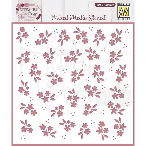 Szablon maska 15x15cm Wiosenne kwiaty Tło MMS4K-089 Nellie's Choice