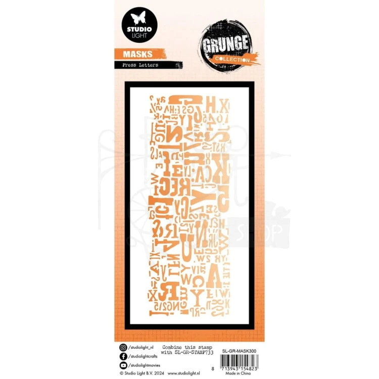 Szablon maska A6 Grunge Collection - Press Letters SL-GR-MASK300 Studio Light