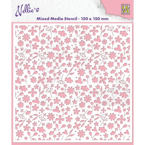Szablon maska 15x15cm Wiosenne kwiaty Tło MMS4K-060 Nellie's Choice