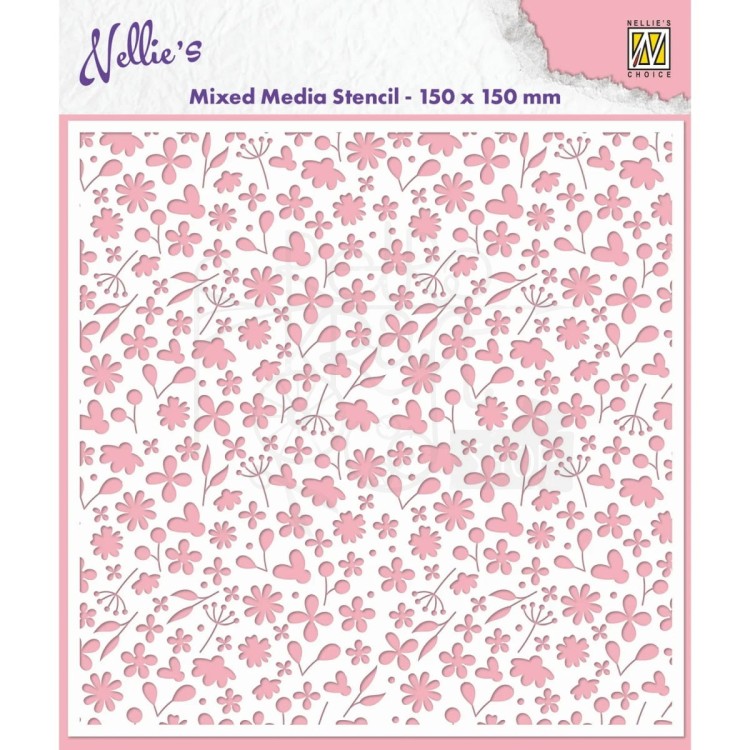 Szablon maska 15x15cm Wiosenne kwiaty Tło MMS4K-060 Nellie's Choice