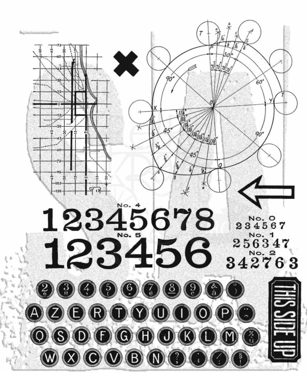 Stempel gumowy kauczukowy Deconstructed 8 elementów CMS489 Tim Holtz Stampers Anonymous