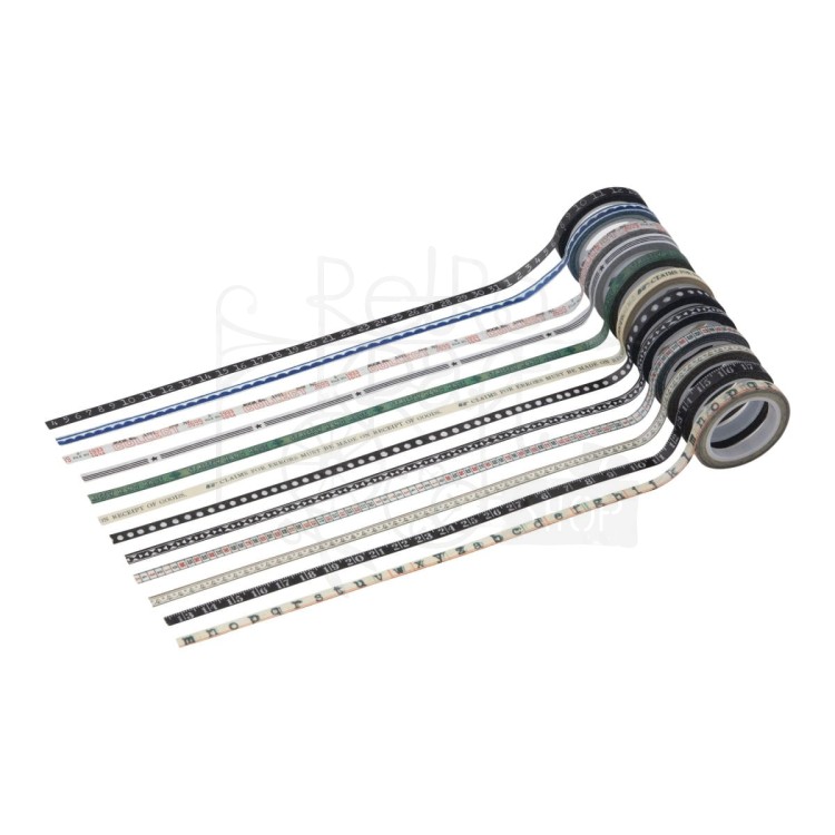 Taśma washi Idea-Ology Design Tape Trims 12szt TH94218 Tim Holtz