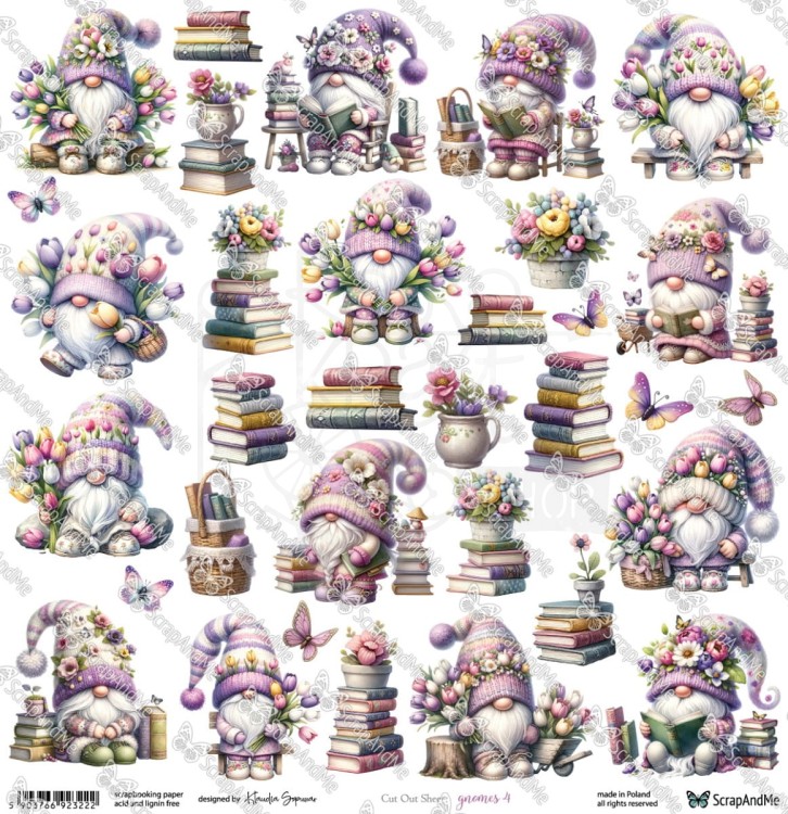 Papier 30x30 elementy do wycięcia Gnomes 4 - ScrapAndMe