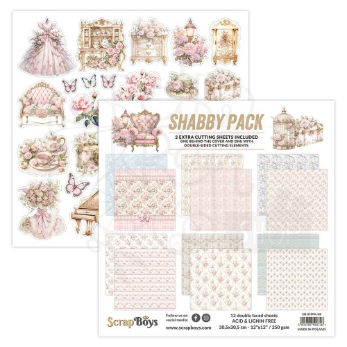 Zestaw papierów do scrapbookingu 30x30 Shabby Pack 08 ScrapBoys