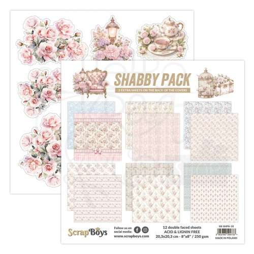 Zestaw papierów do scrapbookingu 20x20 Shabby Pack 10 ScrapBoys