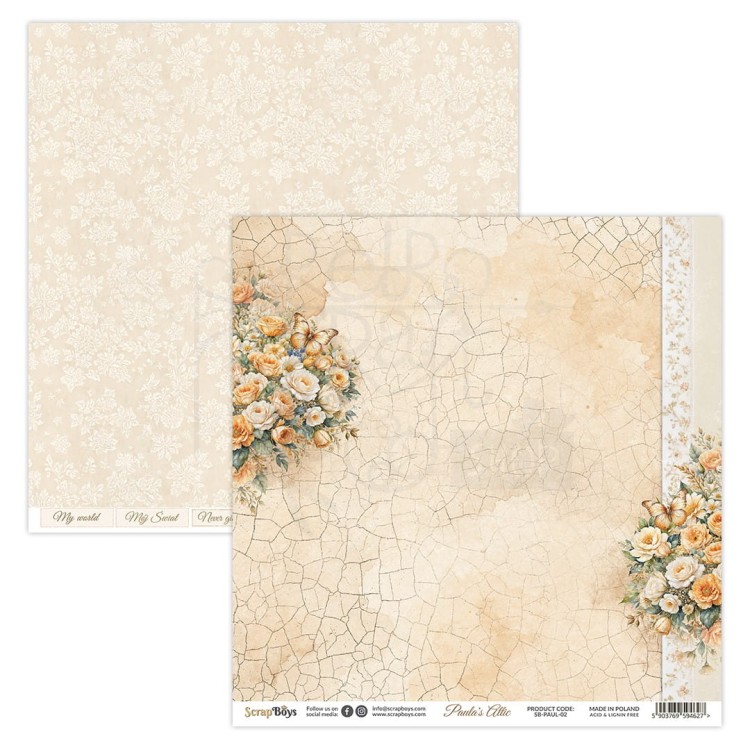 Papier do scrapbookingu 30x30 Paula's Attic 02 ScrapBoys