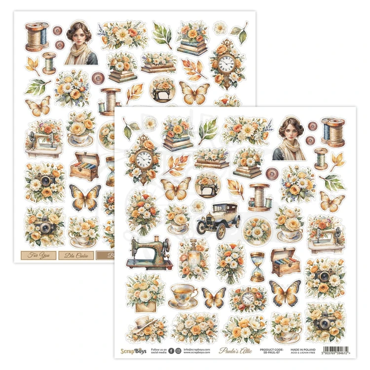 Papier 30x30 elementy do wycięcia Paula's Attic 07 ScrapBoys