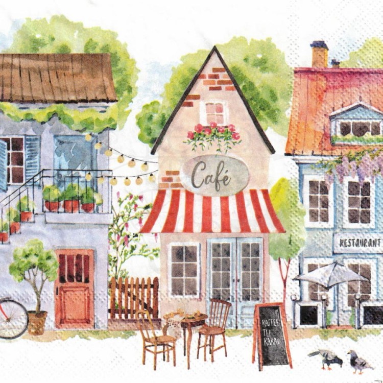 Serwetka 33x33 - Miasteczko kolorowe domki