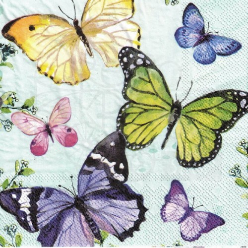 Serwetka 33x33 - Kolorowe motyle 2
