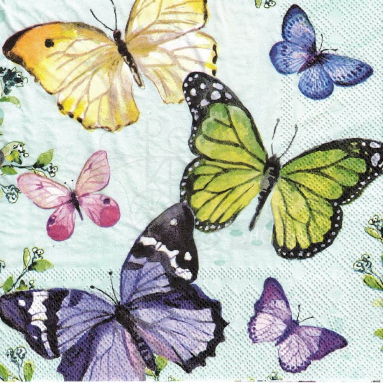 Serwetka 33x33 - Kolorowe motyle 2