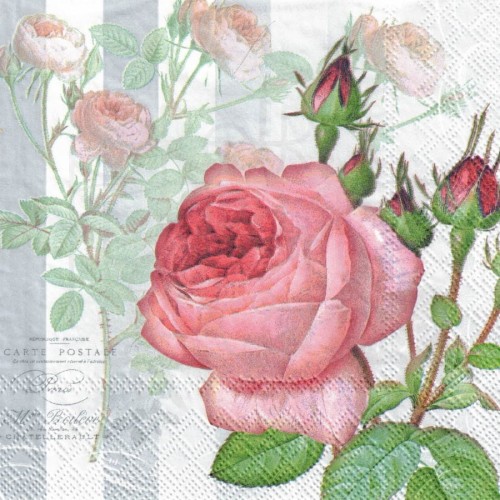 Serwetka 33x33 - Róża i tło retro