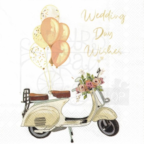 Serwetka 33x33 - Ślub i skuter Vespa