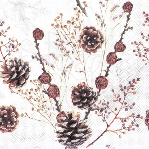 Serwetka 33x33 - Gałązki z szyszkami