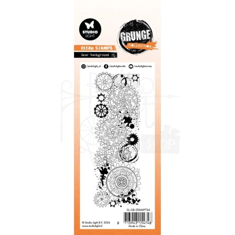 Stempel silikonowy Grunge Collection - Gear background SL-GR-STAMP734 StudioLight