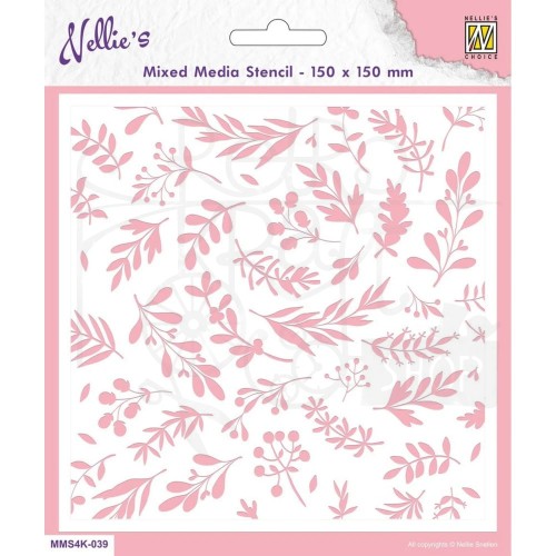Szablon maska 15x15cm Gałązki i jagody tło MMS4K-039 Nellie’s