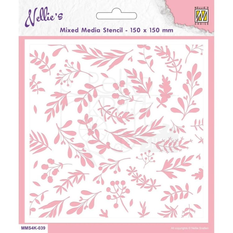 Szablon maska 15x15cm Gałązki i jagody tło MMS4K-039 Nellie’s