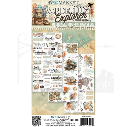 Rub-On Transfer 15x30 Wanderlust Explorer 3 arkusze DWE-30419 49 and Market