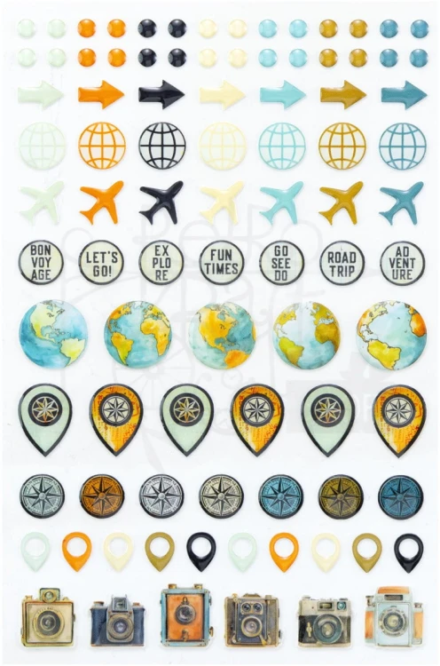Naklejki epoksydowe Wanderlust Explorer 90 sztuk DWE-304564 49 and Market