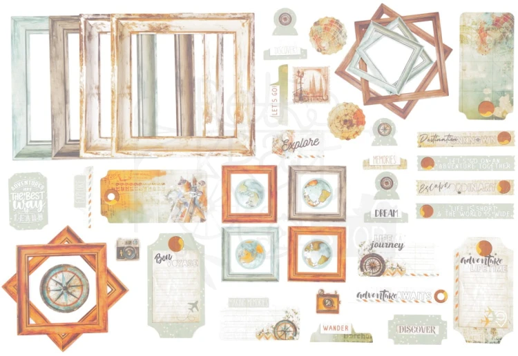 Ozdoby papierowe Die-cuts Wanderlust Explorer 87 elementów DWE-30433 49 and Market