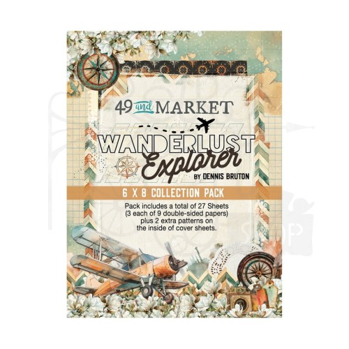 Zestaw papierów do scrapbookingu 15x20 Wanderlust Explorer 27 arkuszy DWE-30280 49 and Market
